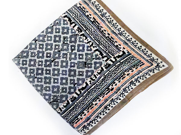 روسری نخی طرح شکوفه رنگ  طوسی صورتی قهوه ای  کد 1011
