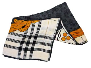 روسری نخی طرح ترمه رنگ  طوسی-زرد کد 1002