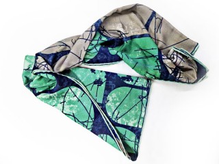 روسری نخی طرح هندسی رنگ  طوسی سبز سرمه ای  کد 1004