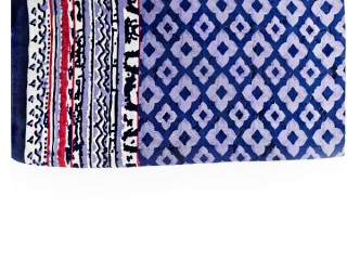 روسری نخی طرح شکوفه رنگ  آبی قرمز مشکی  کد 1011