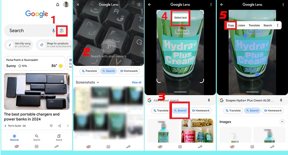 کپی کردن متن از عکس با گوگل لنز Google Lens