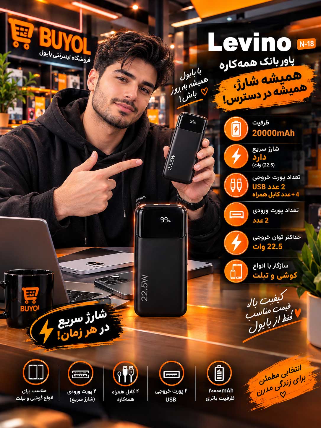 پاور بانک لوینو N18