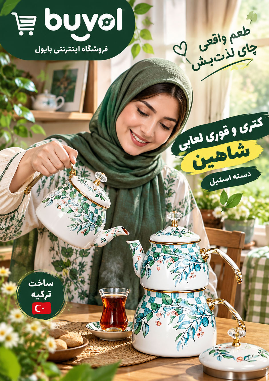 ست کتری و قوری شاهین مدل J-6321054