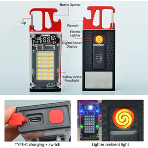 چراغ جا کلیدی فندک دار شارژی چند کاره مدل D65