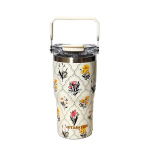 تراول ماگ دوحالته دسته دار طرح گل دار Sitarayuri ظرفیت 600 میلی لیتر