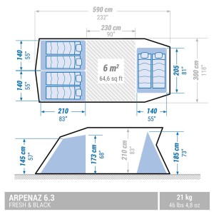 چادر مسافرتی آفرود 6 نفره کچوا مدل ARPENAZ 6.3 F&B