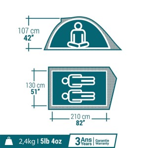 چادر کوهنوردی 2 نفره کچوا مدل MH100 GREY