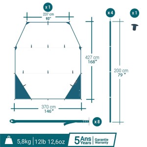 سایبان آفرود کچوا مدل TARP MH FRESH XL