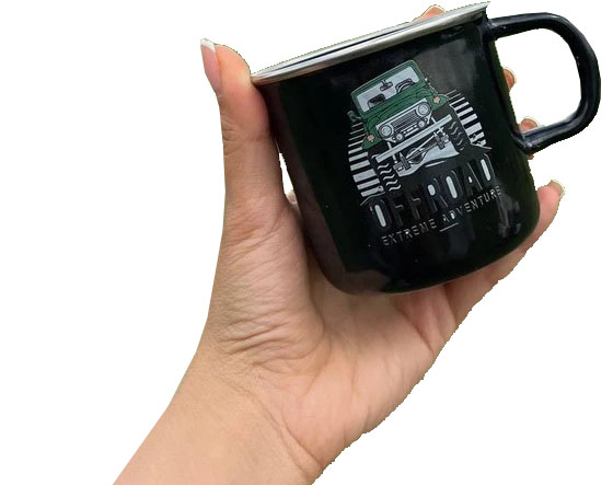 ماگ لعابی فلزی درب دار