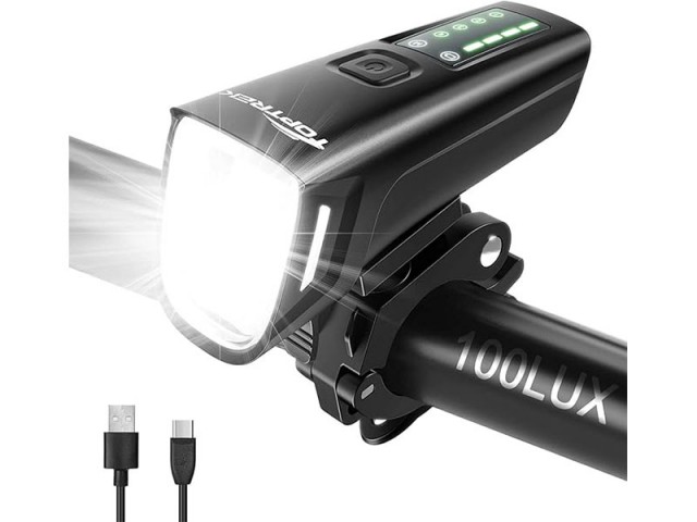 چراغ جلو دوچرخه شارژی TOPTREK