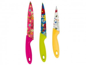 ست چاقو آشپزخانه 3 پارچه مدل گلدار