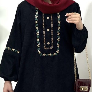 تونیک مخمل کبریتی  مدل خاتون