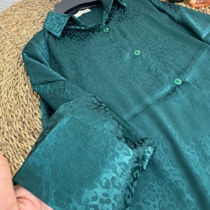 شومیز ساتن قوارهدار پلنگی