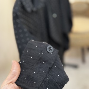 مانتو مشکی فول نگین بلند