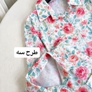 شومیز گلدار لینن زنانه مدل یقه مردانه
