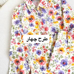 شومیز گلدار لینن زنانه مدل یقه مردانه