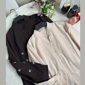 شومیز لینن گلدوزی  گندمی