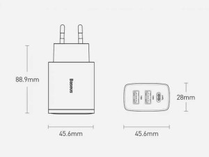 شارژر دیواری فست بیسوس 30 وات Baseus Compact Quick Charger 2U+C EU CCXJ-E01