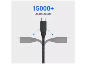 کابل تایپ سی 1.2 متری 3 آمپر پاورولوژی Powerology USB-A to USB-C Braided Cable 3A PBAC12BK