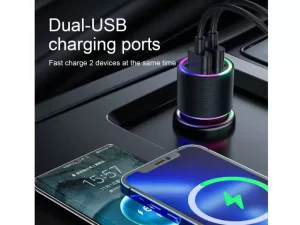 شارژر فندکی دو پورت همراه با کابل شارژ چند سر 1.2 متری جویروم Joyroom JR-CL10 Mini Car Charger 24W