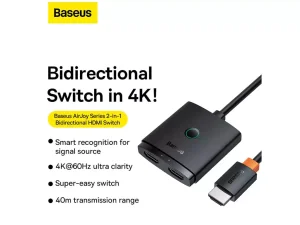 مبدل دو طرفه اچ دی ام آی با کابل یک متری بیسوس Baseus AirJoy Series 2-in-1 Bidirectional HDMI Switch B01331105111-01