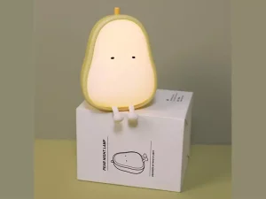 چراغ خواب رومیزی شارژی فانتزی کودکانه طرح گلابی Cute Fruit Pear lamp Silicone Night Light USB Rechargeable Cartoon Bedroom H-L-16