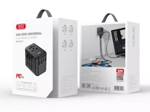 چند راهی مکعبی برق دو سوکت و دو یو اس بی و 3 تایپ سی ایکس او 65W GaN XO WL22 multi-function travel Network Extender