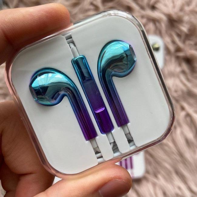 هندزفری لیزری براق طرح آیفون Apple Laser Colorful Handsfree