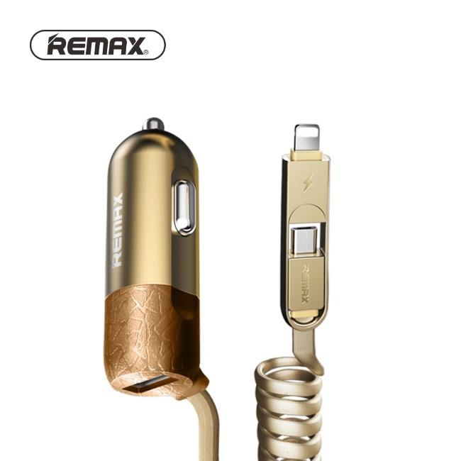 شارژر فندکی ریمکس با کابل شارژ فنری 2 خروجی ریمکس مدل REMAX Finchy RCC103