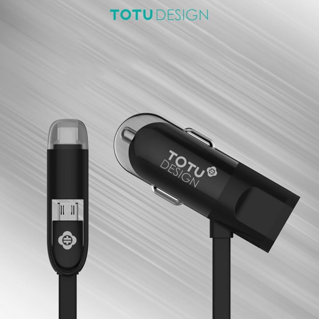 شارژر فندکی Totu iPhone/Android Car Charger Adaptor شارژر فندکی + کابل همراه اندروید و ios توتو