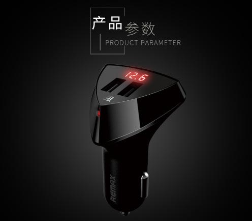 شارژر فندکی Remax Aliens Adaptor شارژر فندکی دو پورت 5V 3.4A + نمایشگر ریمکس