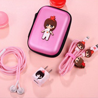 پک محافظ کابل پلاستیکی + کیف هندزفری مستطیل Girl HandsFree Pack