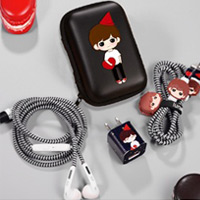 پک محافظ کابل پلاستیکی + کیف هندزفری مستطیل Girl HandsFree Pack