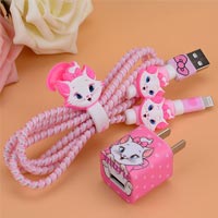 پک محافظ کابل پلاستیکی protective Toys محافظ کابل + برچسب شارژر آیفون گربه