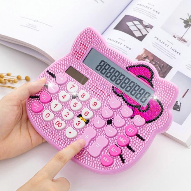 ماشین حساب فانتزی طرح هلوکیتی نگین دار Hello Kitty KT-3388 Calculator
