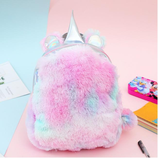 کوله خزدار هولوگرامی طرح یونیکورن Unicorn Hologram Bag