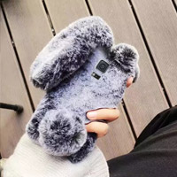 قاب ژله ای خزدار Rabbit Fur Pearl ear Case for Samsung Galaxy Note 4