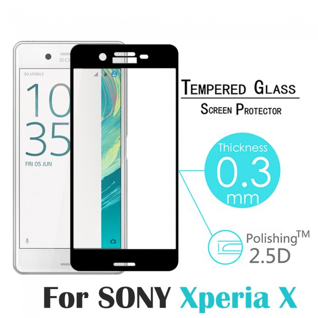 محافظ LCD شیشه ای Full glass Screen Protector.Guard for Sony Xperia X گلس با پوشش کامل قسمت منحنی