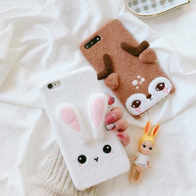 قاب خرگوشی پشمی Rabbit Pink Color Case iPhone X/Xs