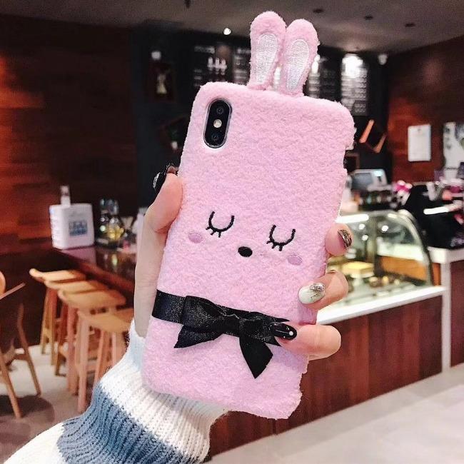 قاب پشمی خرگوشی پاپیون دار آیفون Rabbit Papion Case iPhone X