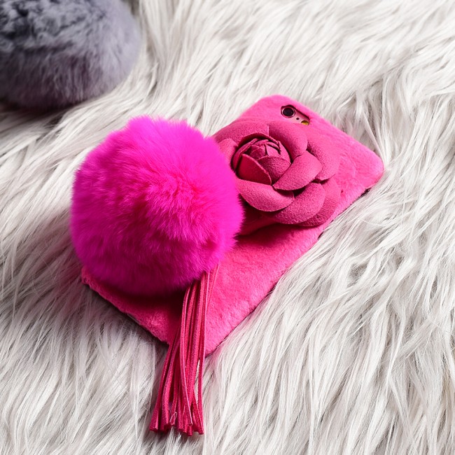 قاب مخملی خزدار Flower Fur Rose 3D Case for Apple iPhone 6 Plus