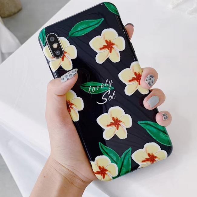 قاب ژله ای طرح گل Black Flower TPU Case iPhone Xr