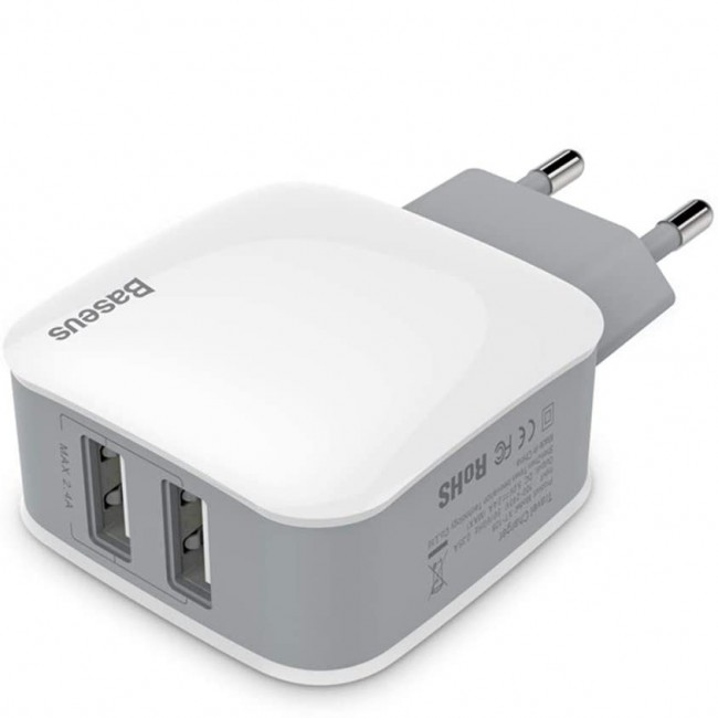 شارژر دو خروجی بیسوس مدل Baseus letour dual u charger EU ZCL2B-B02