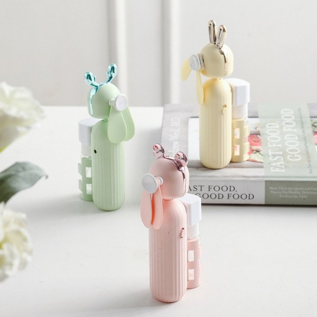 پنکه شارژی قابل حمل با قابلیت اسپری کردن آب طرح گوش حیوان