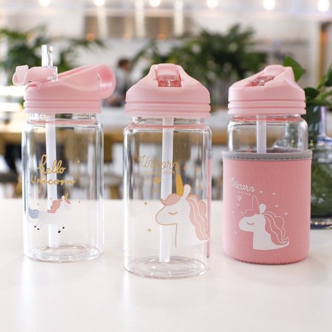 بطری آب شیشه ای طرح یونیکورن