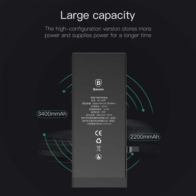 باتری اوریجینال آیفون 8 پلاس بیسوس مدل Baseus original phone battery 3400mah for ip8p