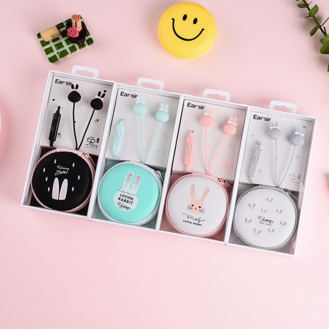 هندزفری فانتزی طرح خرگوش پاپیونی ایرسیر Earsir E-76 cute rabbit cartoon earphone
