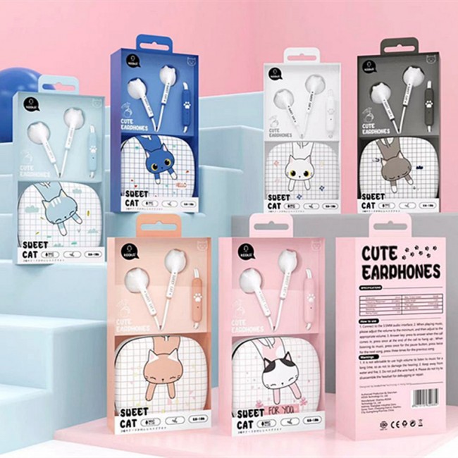 هندزفری فانتزی طرح گربه کیکا Keeka KA-168 cute little cat earphone
