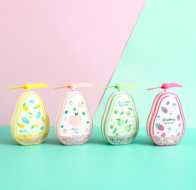 آینه فن‌دار و چراغ‌دار طرح آووکادو Avocado Makeup mirror Portable fan