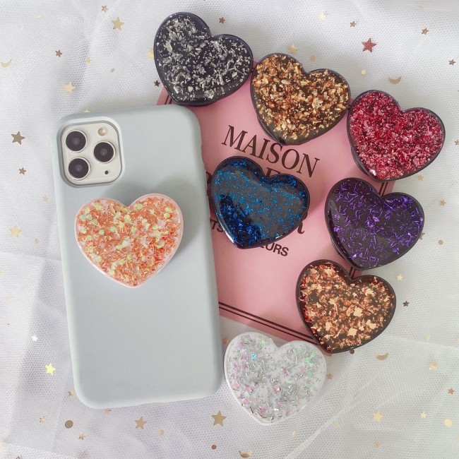 پاپ سوکت قلبی گلیتری Heart glitter design pop socket